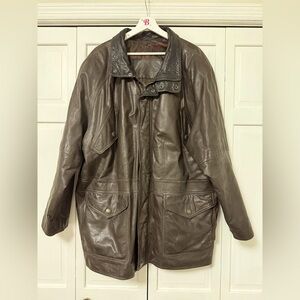 Vintage Esquire Brown Leather Jacket Bomber Biker Motorcycle Men’s Size 2X-3X